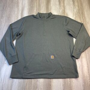 Carhartt Thermal Shirt Mens 2XL Gray Heavyweight Half-Zip Long Sleeve Pockets
